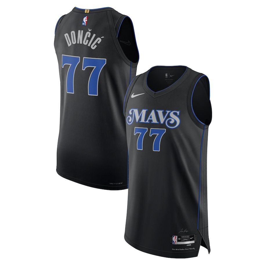 Men Dallas Mavericks #77 Luka Doncic Nike Black City Edition 2023-24 Authentic NBA Jersey